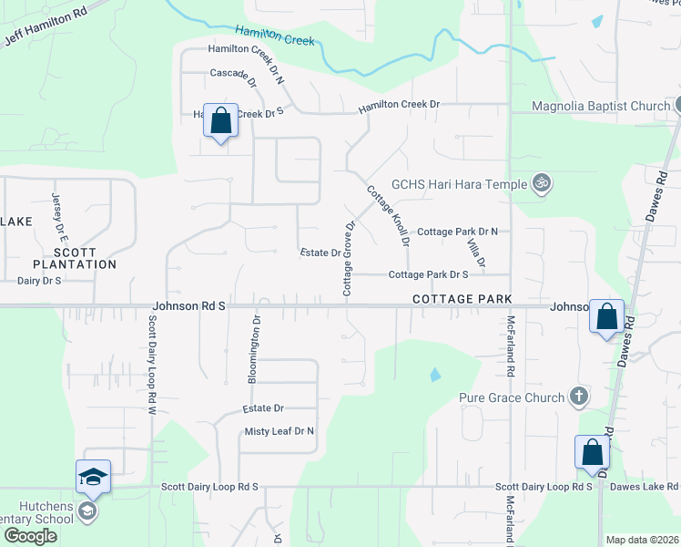 map of restaurants, bars, coffee shops, grocery stores, and more near 9500 Cottage Park Drive South in Mobile
