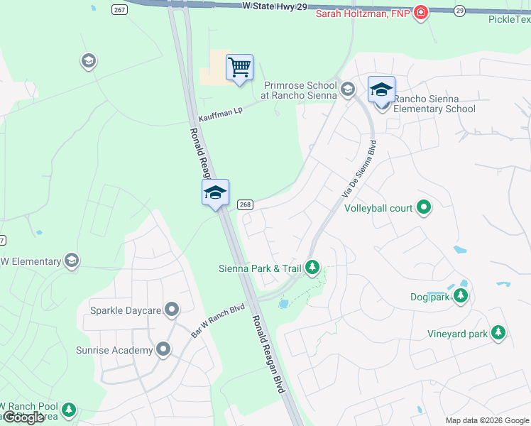 map of restaurants, bars, coffee shops, grocery stores, and more near 161 Florenz Lane in Georgetown