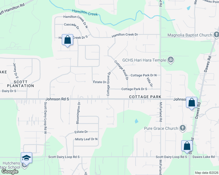 map of restaurants, bars, coffee shops, grocery stores, and more near 9500 Cottage Park Drive South in Mobile