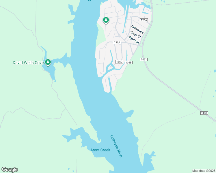 map of restaurants, bars, coffee shops, grocery stores, and more near 713 County Road 136B in Kingsland