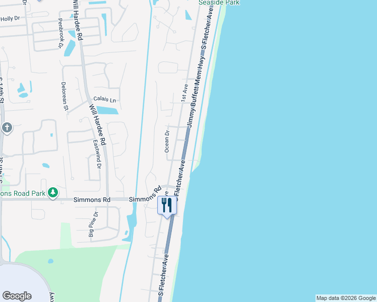 map of restaurants, bars, coffee shops, grocery stores, and more near 2830 South Fletcher Avenue in Fernandina Beach