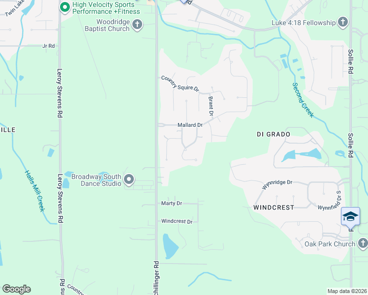 map of restaurants, bars, coffee shops, grocery stores, and more near 3060 Bluebill Drive in Mobile