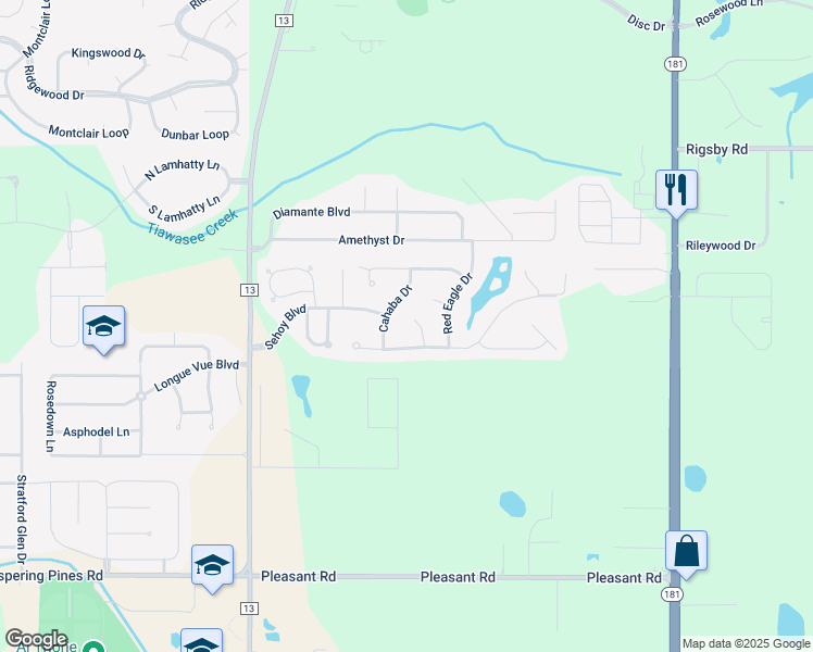 map of restaurants, bars, coffee shops, grocery stores, and more near 27545 Tecumseh Court in Daphne