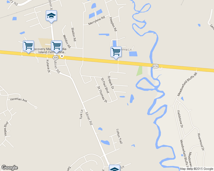 map of restaurants, bars, coffee shops, grocery stores, and more near 84150 Saint Paul Boulevard in Yulee