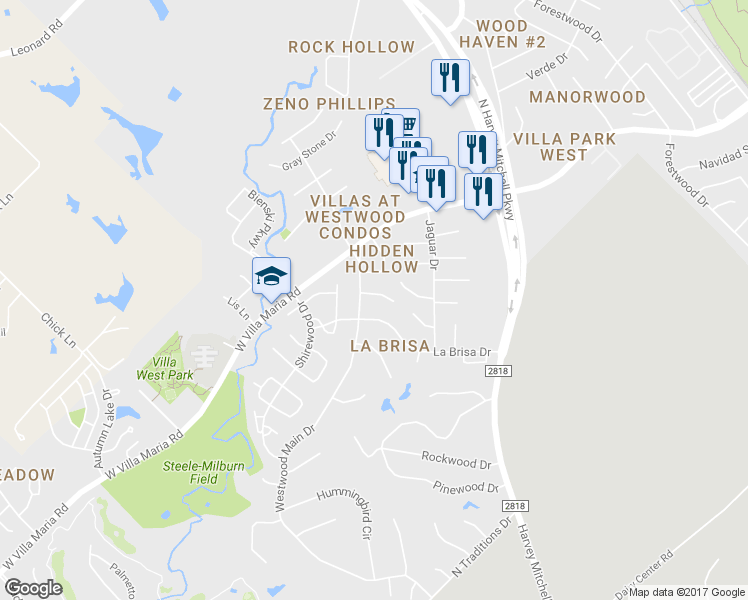 map of restaurants, bars, coffee shops, grocery stores, and more near 2213 Young Place in Bryan
