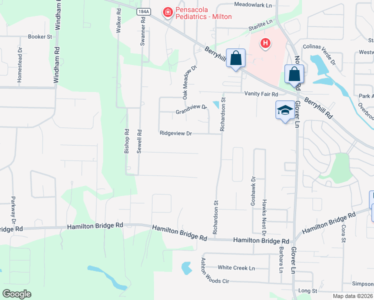 map of restaurants, bars, coffee shops, grocery stores, and more near 5986 Gillum Road in Milton