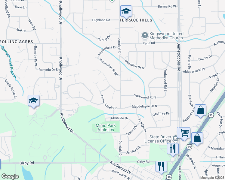 map of restaurants, bars, coffee shops, grocery stores, and more near 3054 Loggers Cir in Mobile