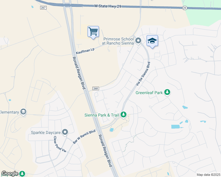 map of restaurants, bars, coffee shops, grocery stores, and more near Florenz Lane in Williamson County