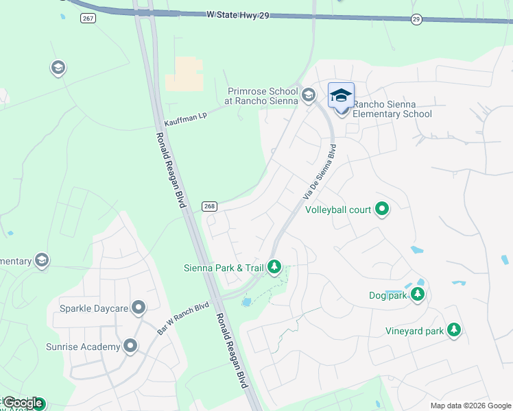 map of restaurants, bars, coffee shops, grocery stores, and more near 404 Grosseto Lane in Georgetown