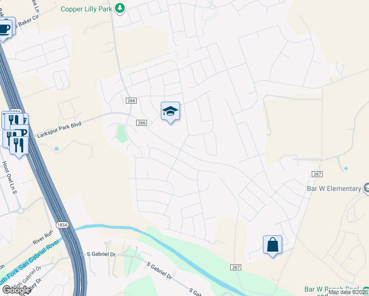 map of restaurants, bars, coffee shops, grocery stores, and more near 104 Palo Duro Court in Leander