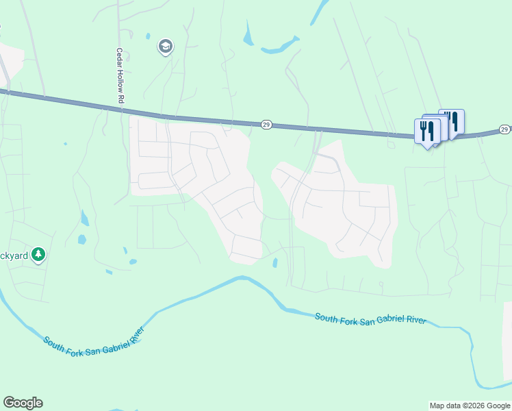 map of restaurants, bars, coffee shops, grocery stores, and more near 808 Karst Cove in Georgetown