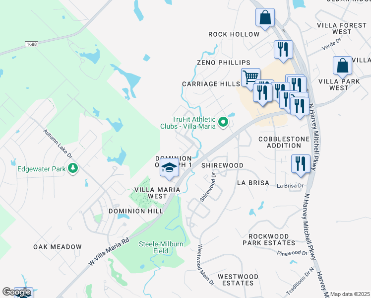 map of restaurants, bars, coffee shops, grocery stores, and more near 2020 RA Galindo Boulevard in Bryan