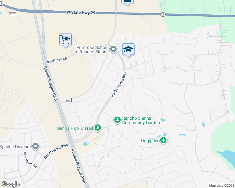 map of restaurants, bars, coffee shops, grocery stores, and more near 200 Arrezo Lane in Georgetown
