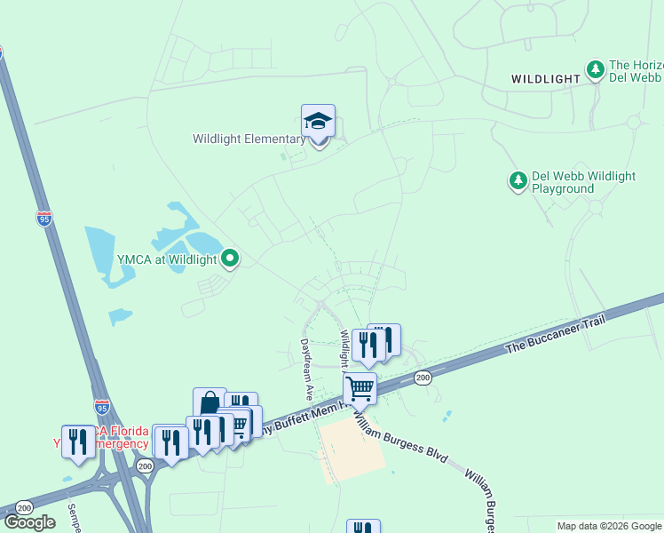 map of restaurants, bars, coffee shops, grocery stores, and more near 255 Julep Street in Yulee