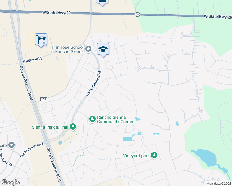 map of restaurants, bars, coffee shops, grocery stores, and more near 424 Montalcino Lane in Georgetown