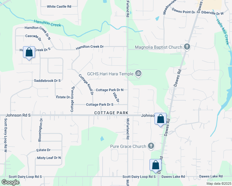 map of restaurants, bars, coffee shops, grocery stores, and more near 9259 Cottage Park Drive North in Mobile