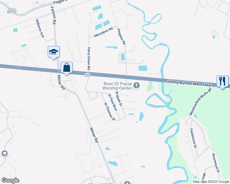 map of restaurants, bars, coffee shops, grocery stores, and more near 83223 Saint Mark Drive in Yulee