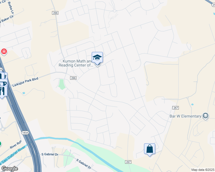 map of restaurants, bars, coffee shops, grocery stores, and more near 100 Concho Creek Loop in Leander