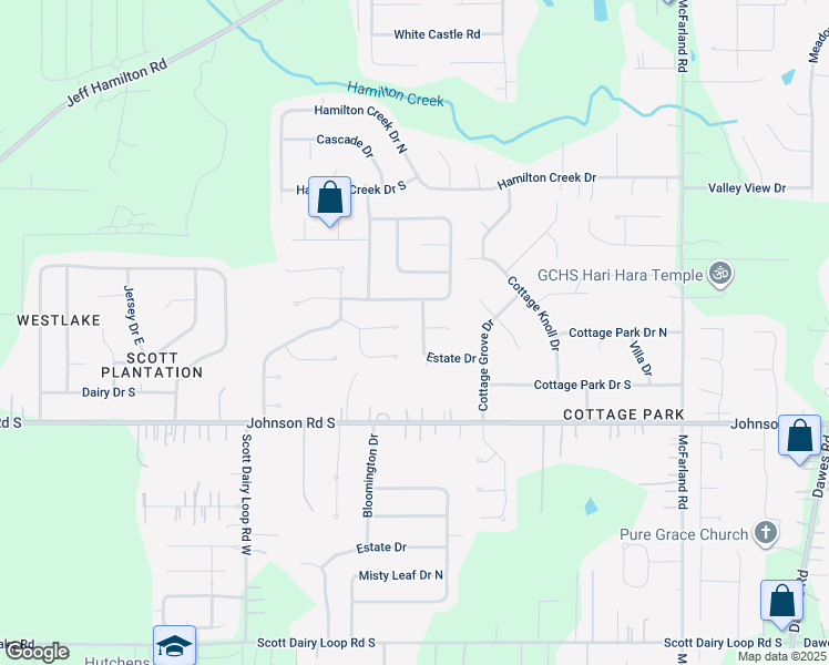 map of restaurants, bars, coffee shops, grocery stores, and more near 3000 Estate Dr W in Mobile