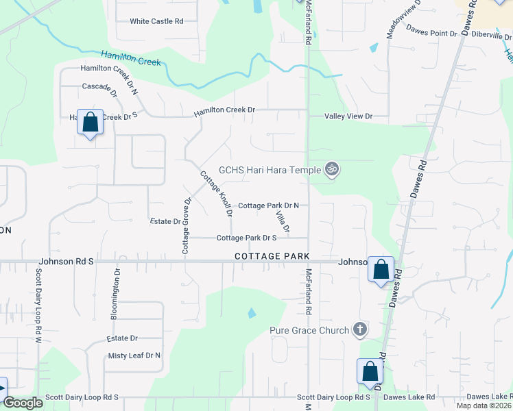 map of restaurants, bars, coffee shops, grocery stores, and more near 9257 Cottage Park Dr N in Mobile
