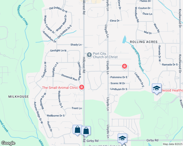 map of restaurants, bars, coffee shops, grocery stores, and more near 6317 Southridge Road North in Mobile