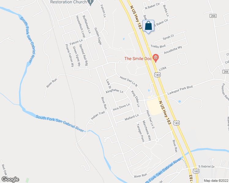 map of restaurants, bars, coffee shops, grocery stores, and more near 615 Kingfisher Lane in Leander
