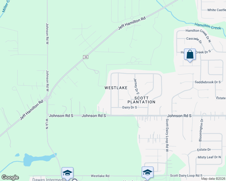 map of restaurants, bars, coffee shops, grocery stores, and more near 3000 Jersey Drive West in Mobile