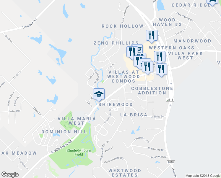 map of restaurants, bars, coffee shops, grocery stores, and more near 1920 West Villa Maria Road in Bryan