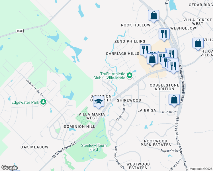 map of restaurants, bars, coffee shops, grocery stores, and more near 2000 RA Galindo Boulevard in Bryan