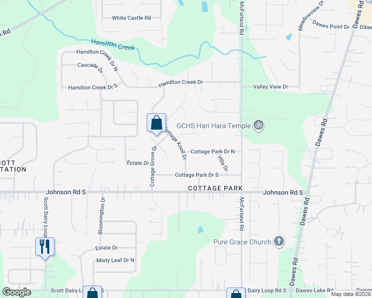 map of restaurants, bars, coffee shops, grocery stores, and more near 9201-9257 Cottage Park Dr N in Mobile