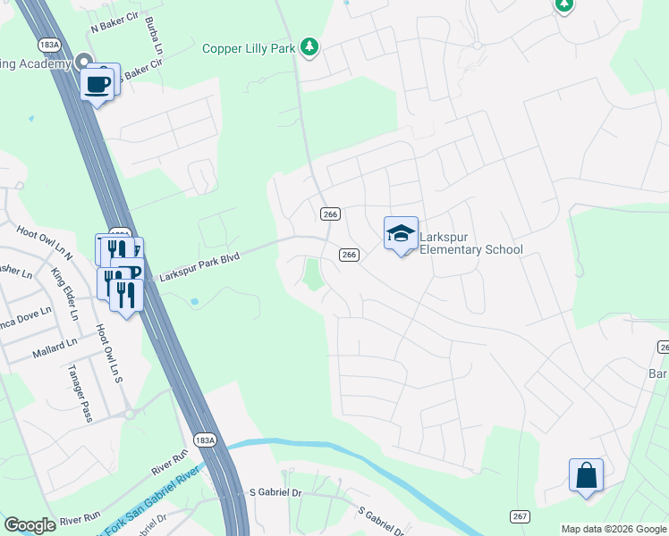 map of restaurants, bars, coffee shops, grocery stores, and more near 112 Groesbeck Lane in Leander