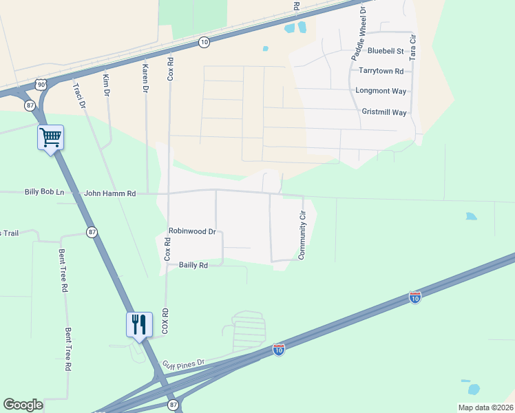 map of restaurants, bars, coffee shops, grocery stores, and more near 4914 Community Circle in Milton