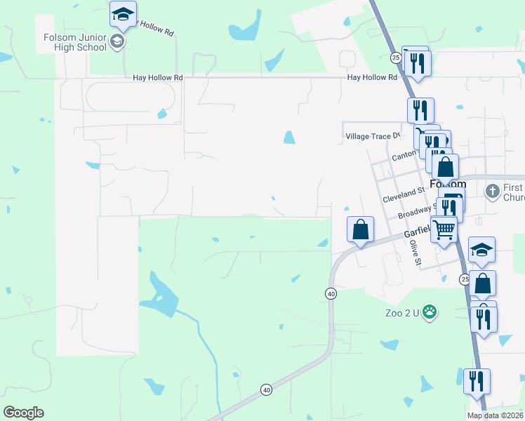 map of restaurants, bars, coffee shops, grocery stores, and more near 12325 Quaglino Road in Folsom