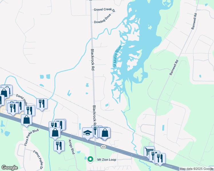 map of restaurants, bars, coffee shops, grocery stores, and more near 96188 Windsor Drive in Yulee