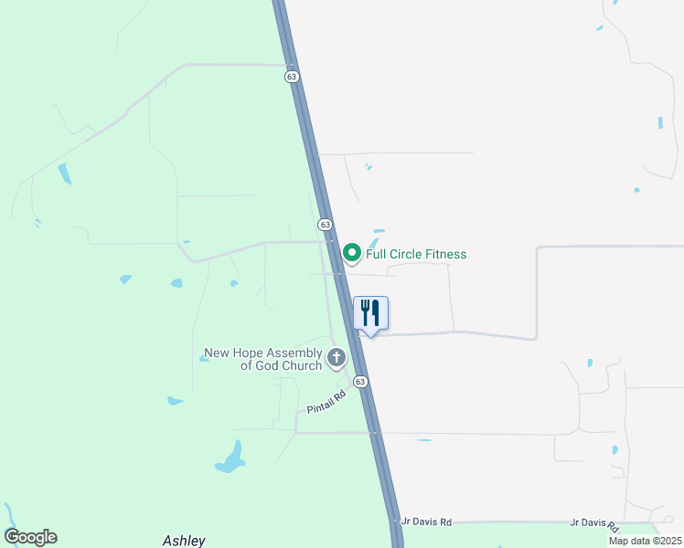 map of restaurants, bars, coffee shops, grocery stores, and more near 2801 Goff Road in Moss Point