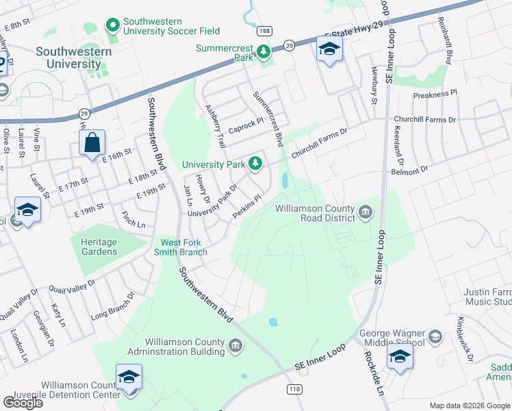 map of restaurants, bars, coffee shops, grocery stores, and more near 2426 Perkins Place in Georgetown