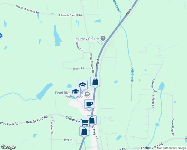 map of restaurants, bars, coffee shops, grocery stores, and more near 1 Hundley Road in Carriere