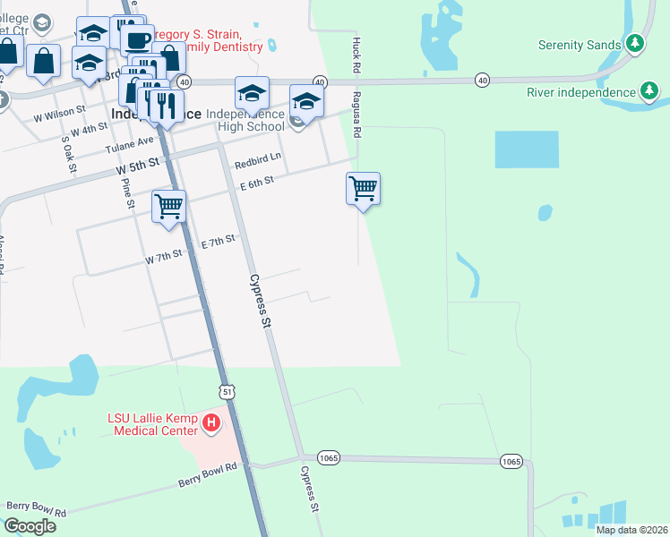 map of restaurants, bars, coffee shops, grocery stores, and more near 222 East 8th Street in Independence