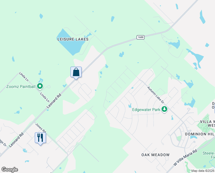map of restaurants, bars, coffee shops, grocery stores, and more near 5011 Leonard Road in Bryan