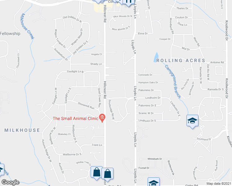 map of restaurants, bars, coffee shops, grocery stores, and more near 6305 Hillcrest Oaks Drive in Mobile