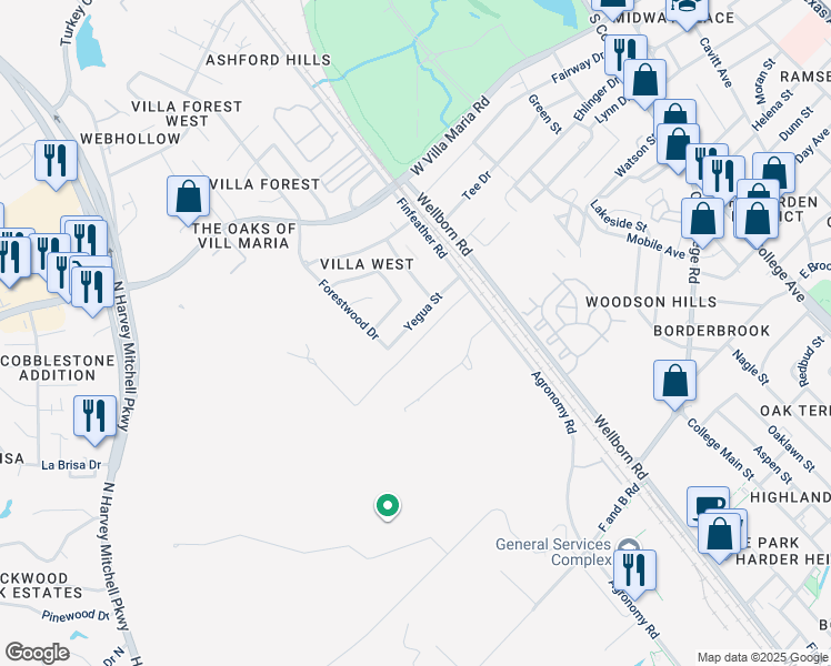 map of restaurants, bars, coffee shops, grocery stores, and more near 811 Blanco Lane in Bryan