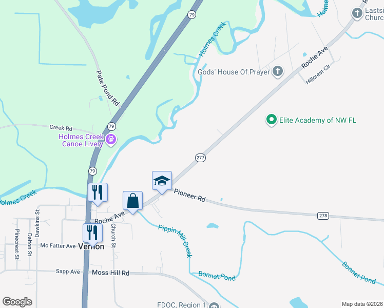 map of restaurants, bars, coffee shops, grocery stores, and more near 3612 Roche Avenue in Vernon