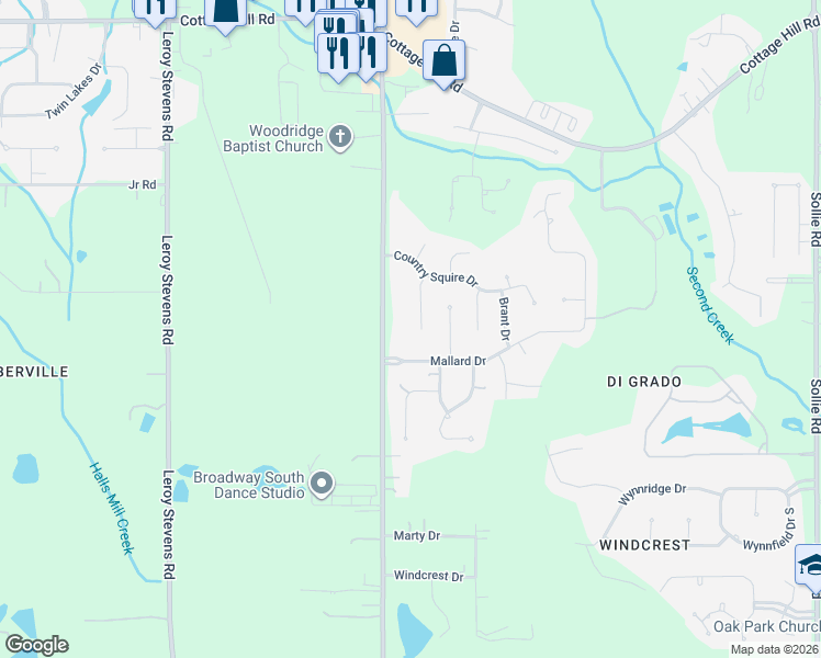map of restaurants, bars, coffee shops, grocery stores, and more near 2937 Schillinger Rd S in Mobile