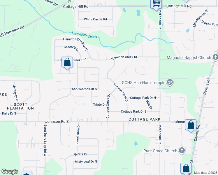 map of restaurants, bars, coffee shops, grocery stores, and more near 2941 Bungalow Court North in Mobile