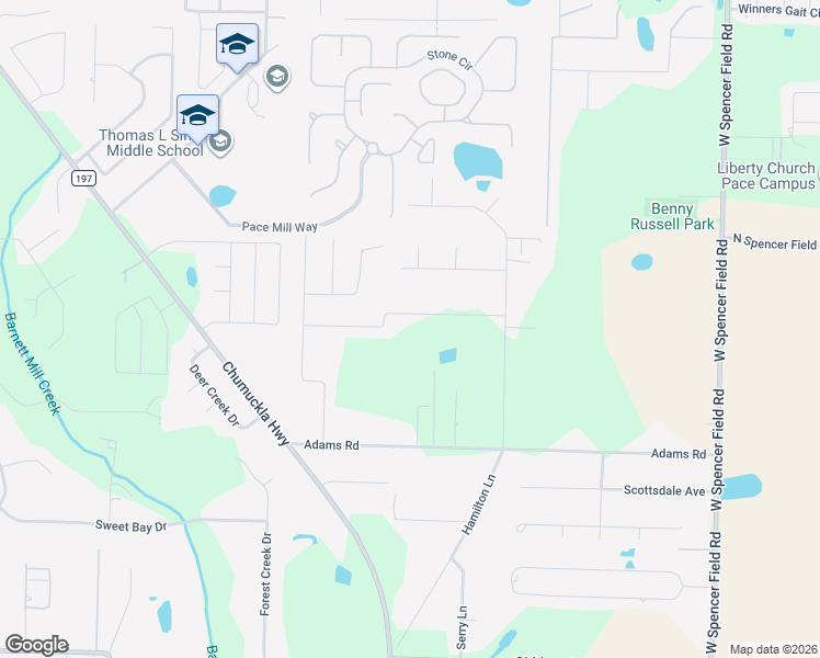 map of restaurants, bars, coffee shops, grocery stores, and more near 3901 Ranch Road in Pace