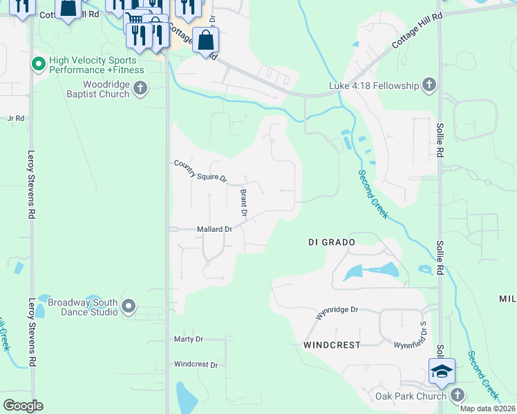 map of restaurants, bars, coffee shops, grocery stores, and more near 2925 Brant Drive in Mobile