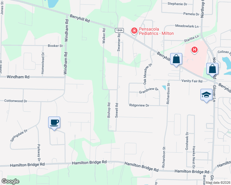 map of restaurants, bars, coffee shops, grocery stores, and more near 5351 Walker Road in Milton