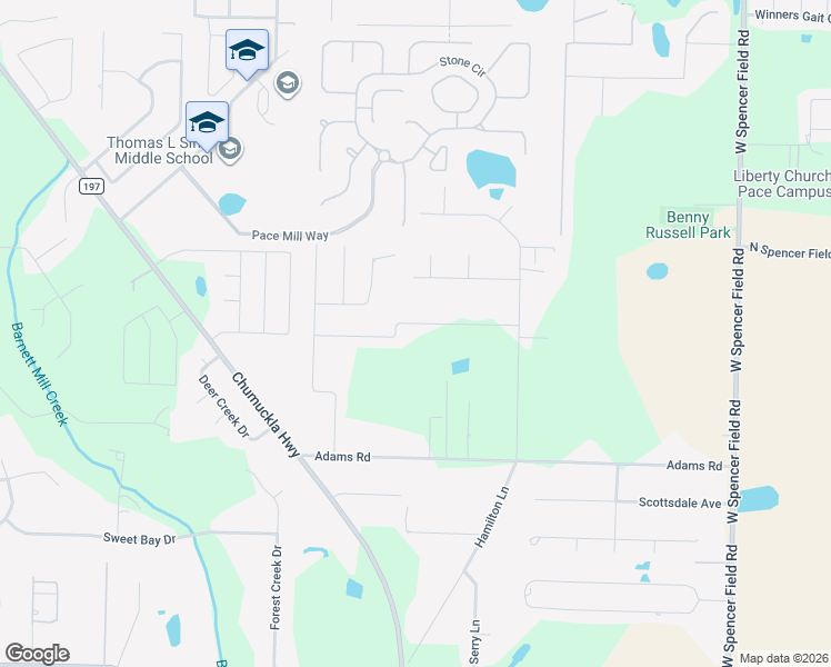 map of restaurants, bars, coffee shops, grocery stores, and more near 3901 Ranch Road in Pace