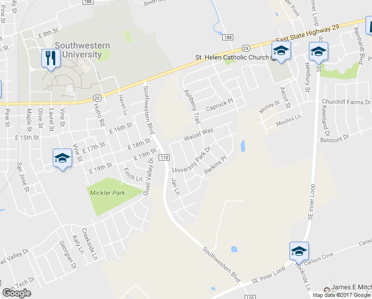 map of restaurants, bars, coffee shops, grocery stores, and more near 2219 Howry Dr in Georgetown