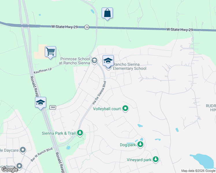 map of restaurants, bars, coffee shops, grocery stores, and more near 105 San Michelle Cove in Georgetown